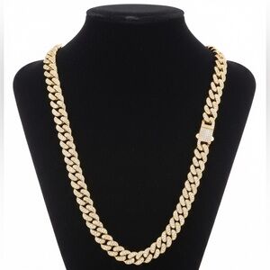 Luxury Gold-Plated 24" Iced Out 12.5mm Cuban Link Chain Necklace